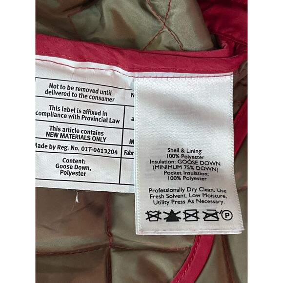 Eddie Bauer woman’s jacket LP red 550 fill power quilted goose down snap front - Picture 7 of 12